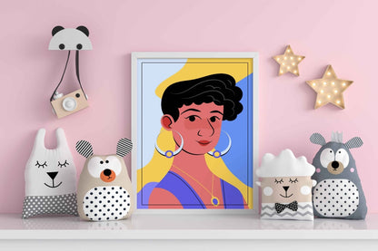 Dramatic Women Portrait Art Frame For Wall Decor- Funkydecors Xs / White Posters Prints & Visual