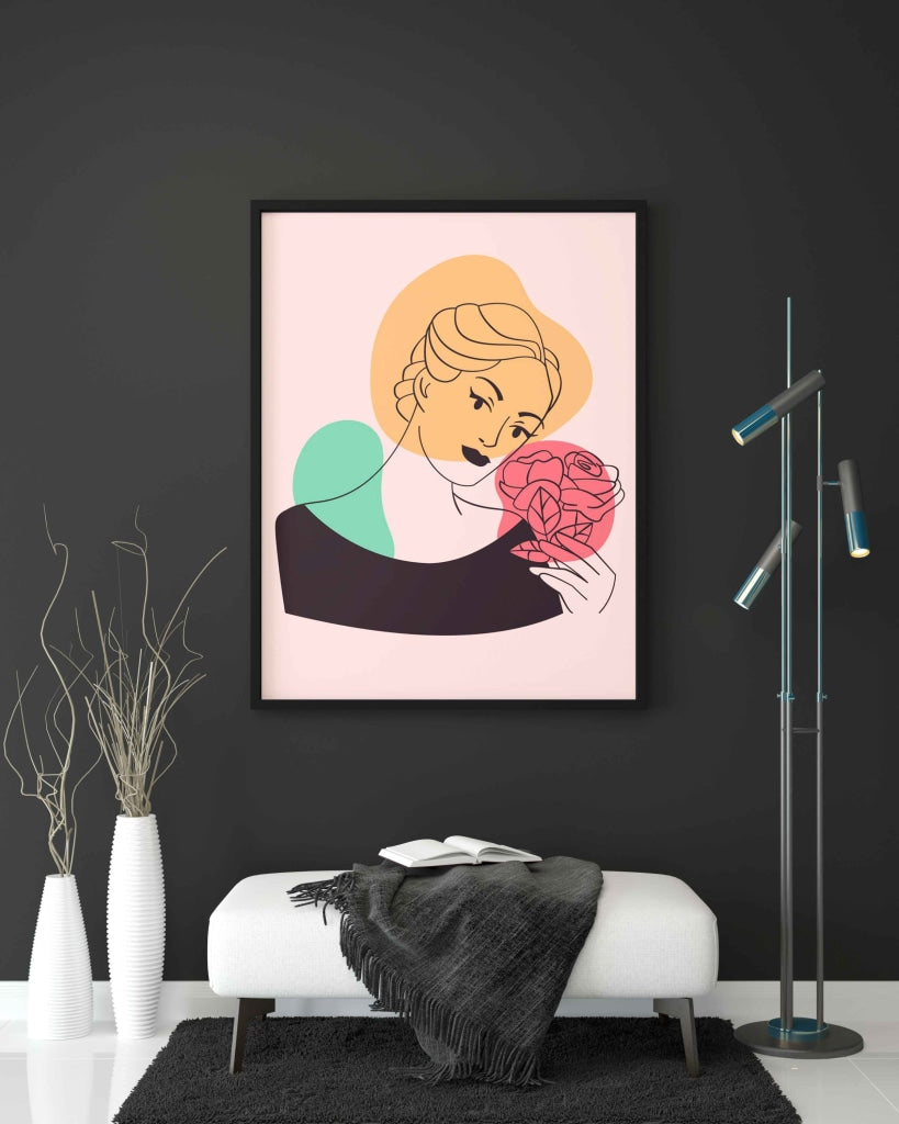 Dreaming Women Elegant Portrait Art Frame For Wall Decor- Funkydecors Xs / Black Posters Prints &