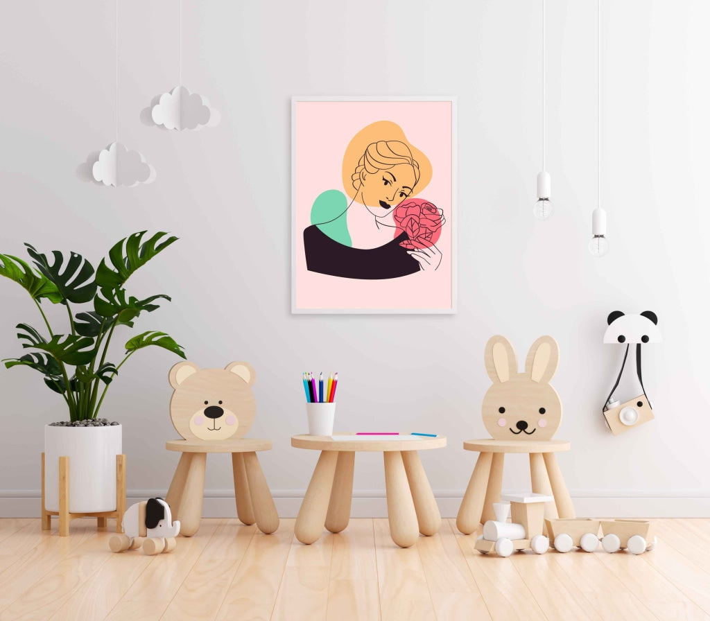 Dreaming Women Elegant Portrait Art Frame For Wall Decor- Funkydecors Xs / White Posters Prints &