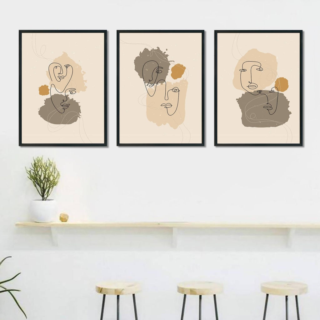 Dual Face - Line 3 Panels Art Frame For Wall Decor- Funkydecors Xs / Black Posters Prints & Visual