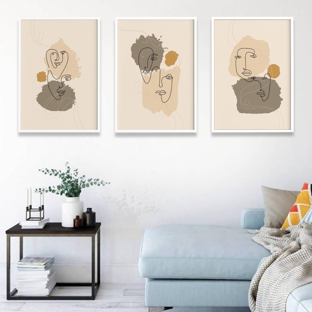 Dual Face - Line 3 Panels Art Frame For Wall Decor- Funkydecors Xs / White Posters Prints & Visual