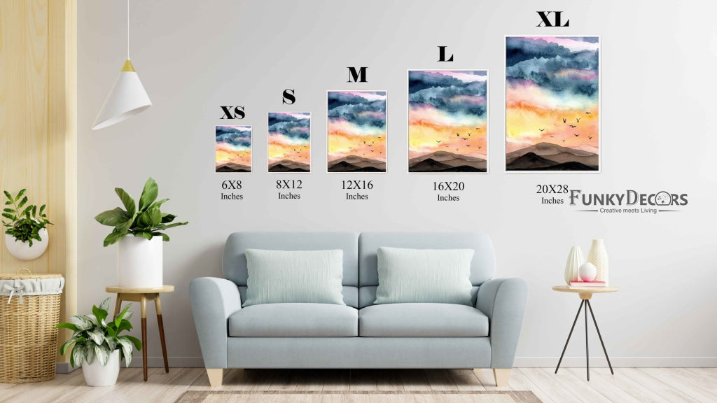 Dusk With Birds - Nature Art Frame For Wall Decor- Funkydecors Posters Prints & Visual Artwork