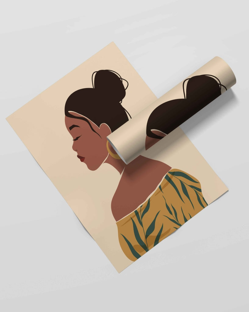 Elegant African Women Portrait Art Frame For Wall Decor- Funkydecors Xs / Roll Posters Prints &