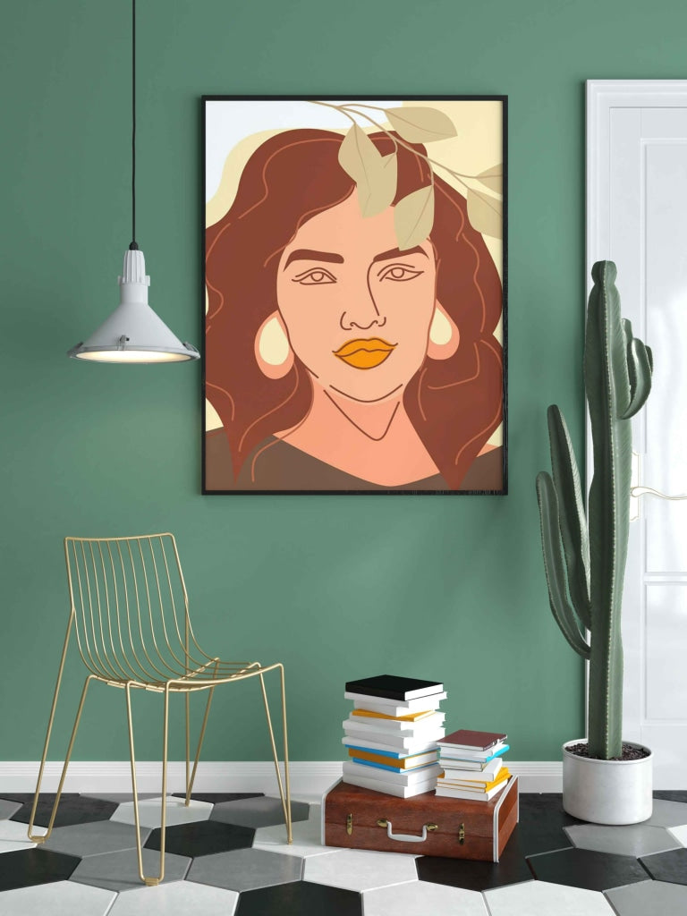 Elegant Design Minimal Women Portrait Art Frame For Wall Decor- Funkydecors Xs / Black Posters