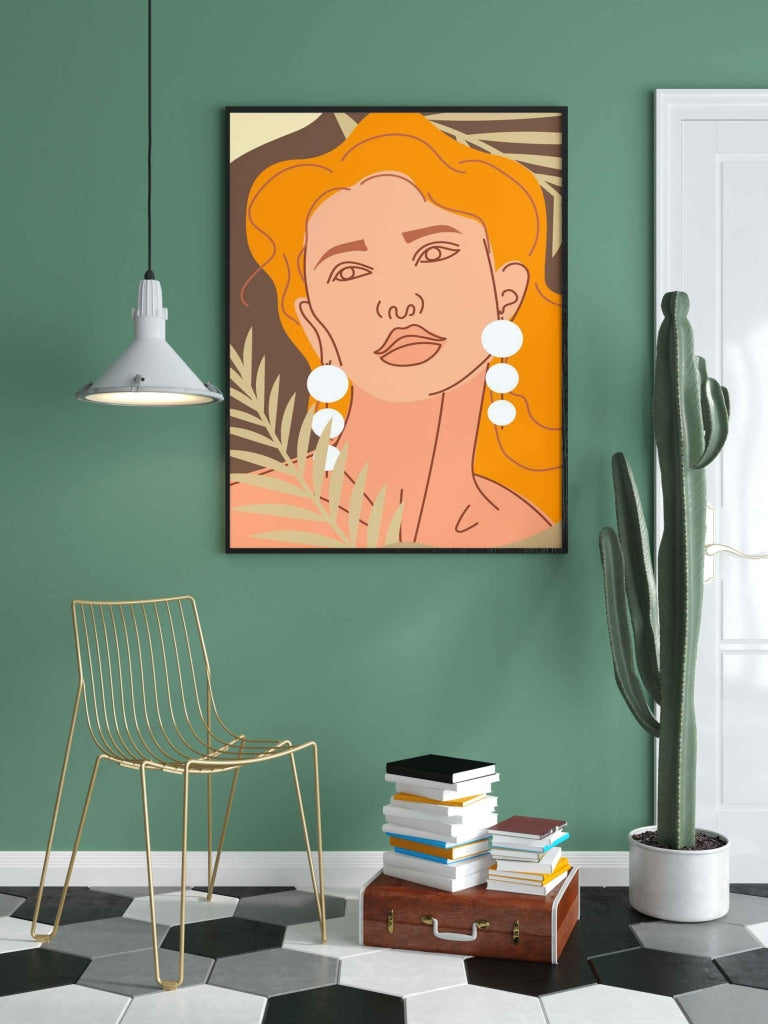 Elegant Design Minimal Women Portrait Art Frame For Wall Decor- Funkydecors Xs / Black Posters