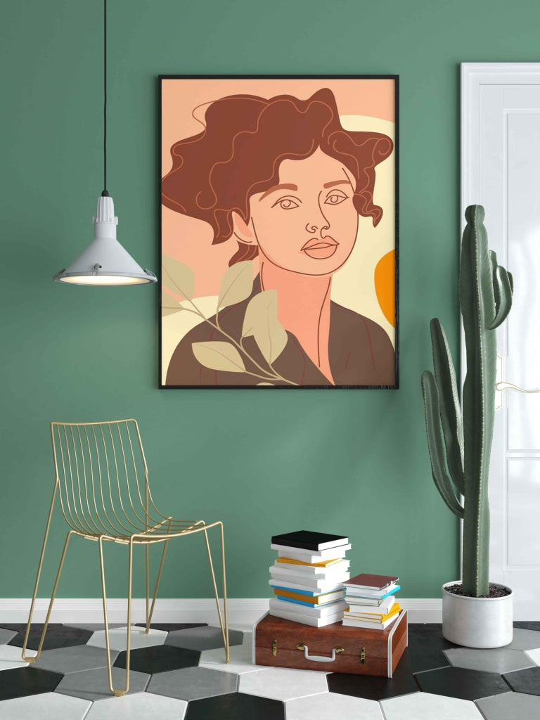 Elegant Design Minimal Women Portrait Art Frame For Wall Decor- Funkydecors Xs / Black Posters