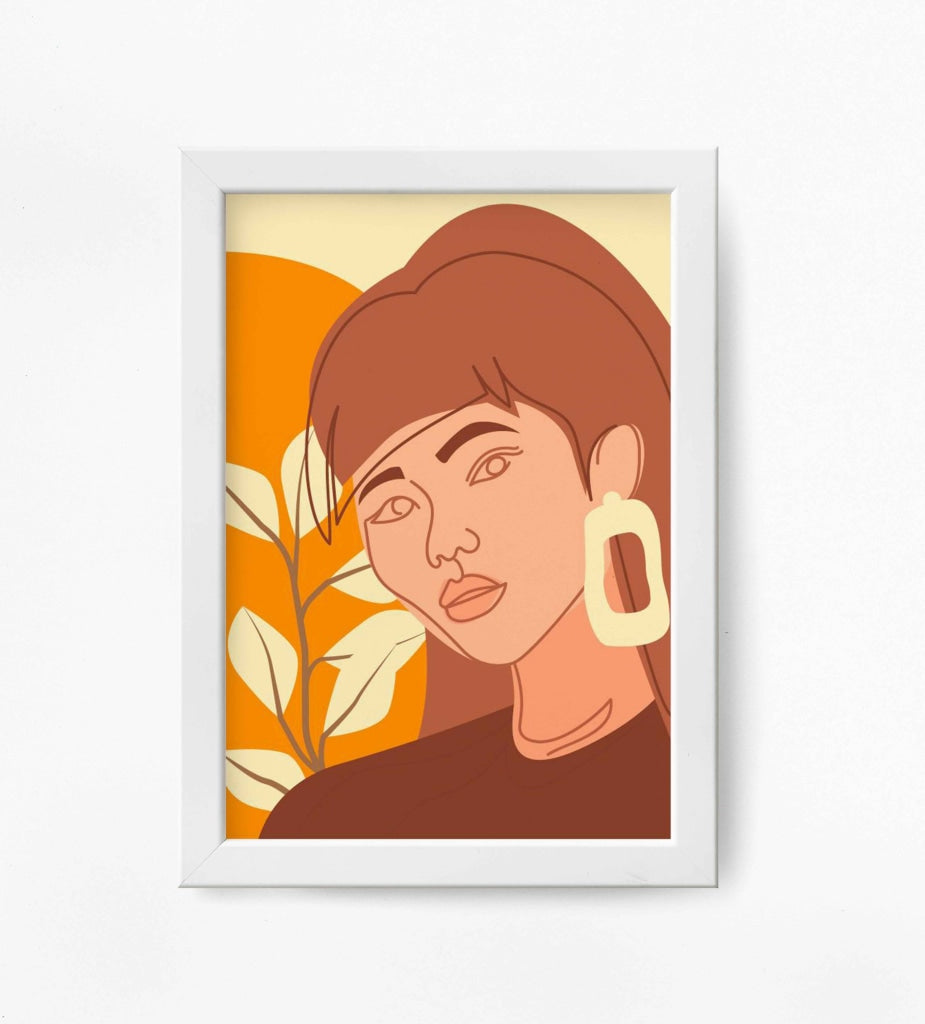 Elegant Design Minimal Women Portrait Art Frame For Wall Decor- Funkydecors Xs / White Posters