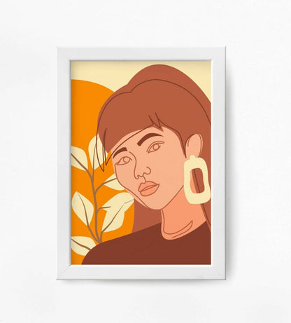 Elegant Design Minimal Women Portrait Art Frame For Wall Decor- Funkydecors Xs / White Posters