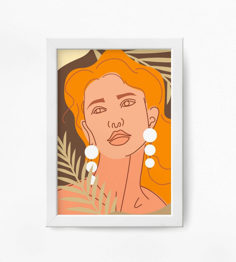 Elegant Design Minimal Women Portrait Art Frame For Wall Decor- Funkydecors Xs / White Posters