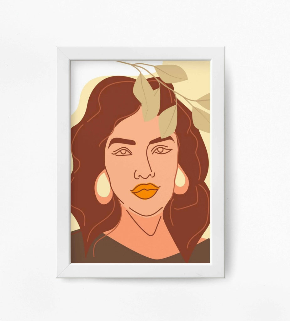 Elegant Design Minimal Women Portrait Art Frame For Wall Decor- Funkydecors Xs / White Posters