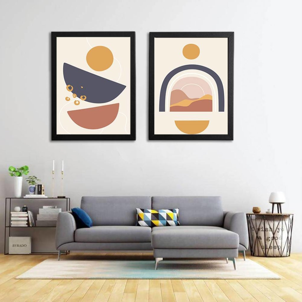 Elegant Minimal 2 Panels Art Frame For Wall Decor- Funkydecors Xs / Black Posters Prints & Visual