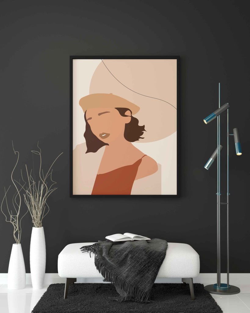 Elegant Minimal Women Portrait Art Frame For Wall Decor- Funkydecors Xs / Black Posters Prints &
