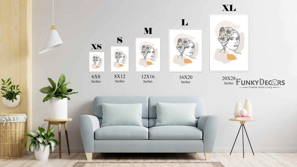 Elegant Women Line Art Frame For Wall Decor- Funkydecors Posters Prints & Visual Artwork