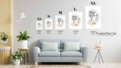 Elegant Women Line Art Frame For Wall Decor- Funkydecors Posters Prints & Visual Artwork