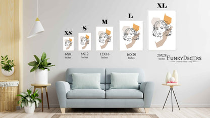 Elegant Women Line Art Frame For Wall Decor- Funkydecors Posters Prints & Visual Artwork