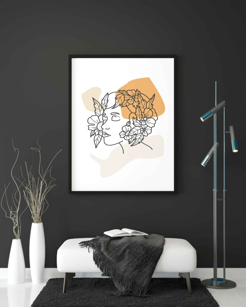 Elegant Women Line Art Frame For Wall Decor- Funkydecors Xs / Black Posters Prints & Visual Artwork