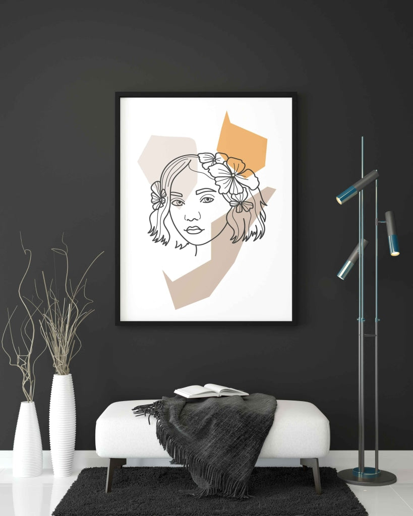 Elegant Women Line Art Frame For Wall Decor- Funkydecors Xs / Black Posters Prints & Visual Artwork