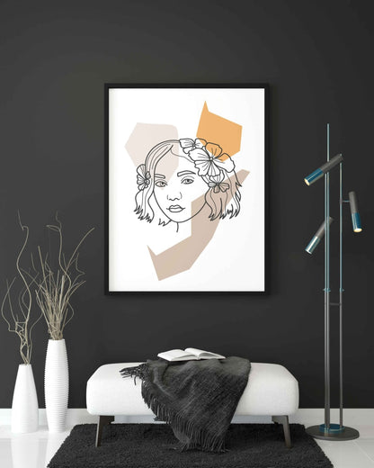 Elegant Women Line Art Frame For Wall Decor- Funkydecors Xs / Black Posters Prints & Visual Artwork