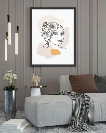 Elegant Women Line Art Frame For Wall Decor- Funkydecors Xs / Black Posters Prints & Visual Artwork