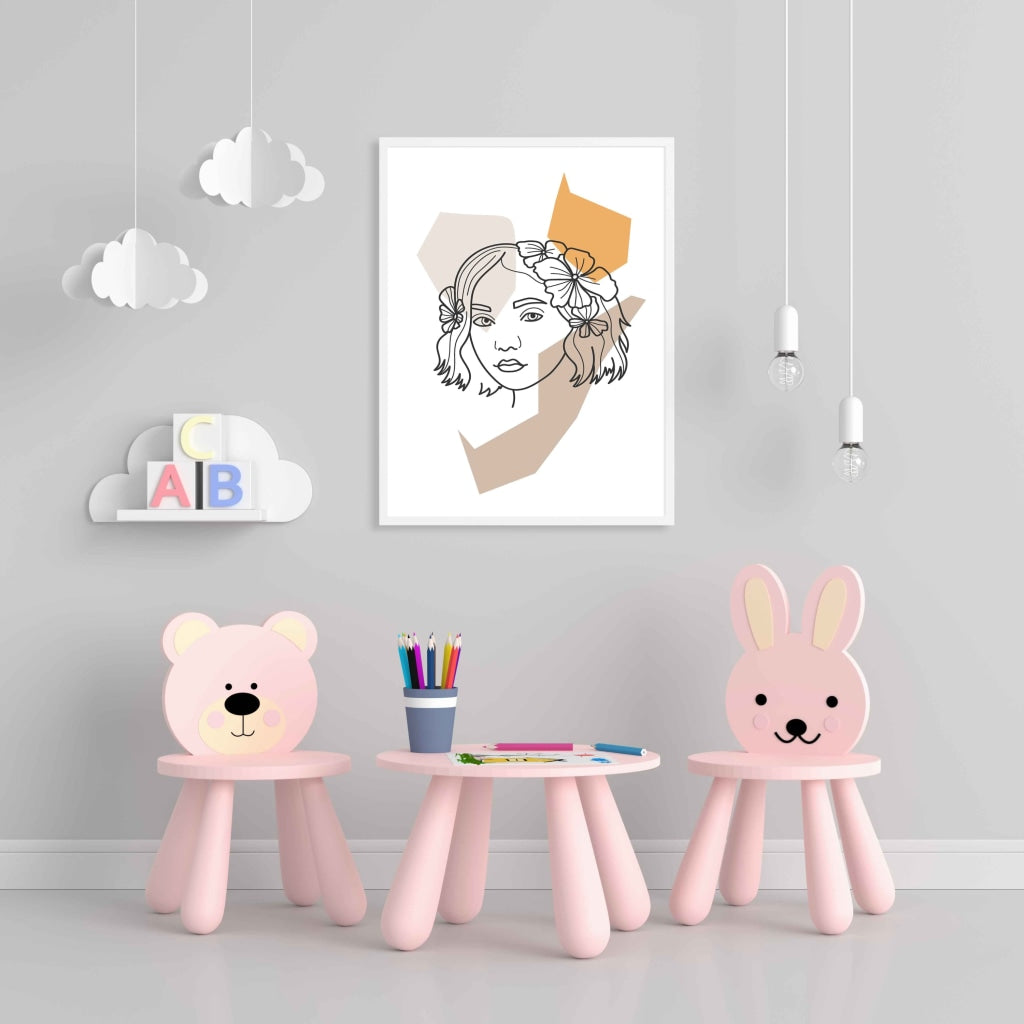 Elegant Women Line Art Frame For Wall Decor- Funkydecors Xs / White Posters Prints & Visual Artwork