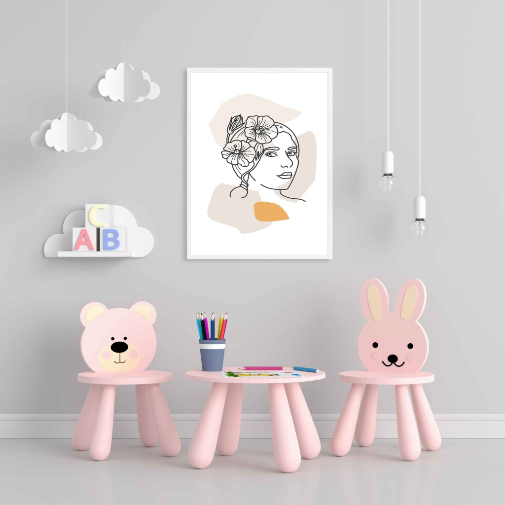 Elegant Women Line Art Frame For Wall Decor- Funkydecors Xs / White Posters Prints & Visual Artwork