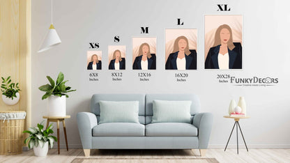 Elegant Women Portrait Art Frame For Wall Decor- Funkydecors Posters Prints & Visual Artwork