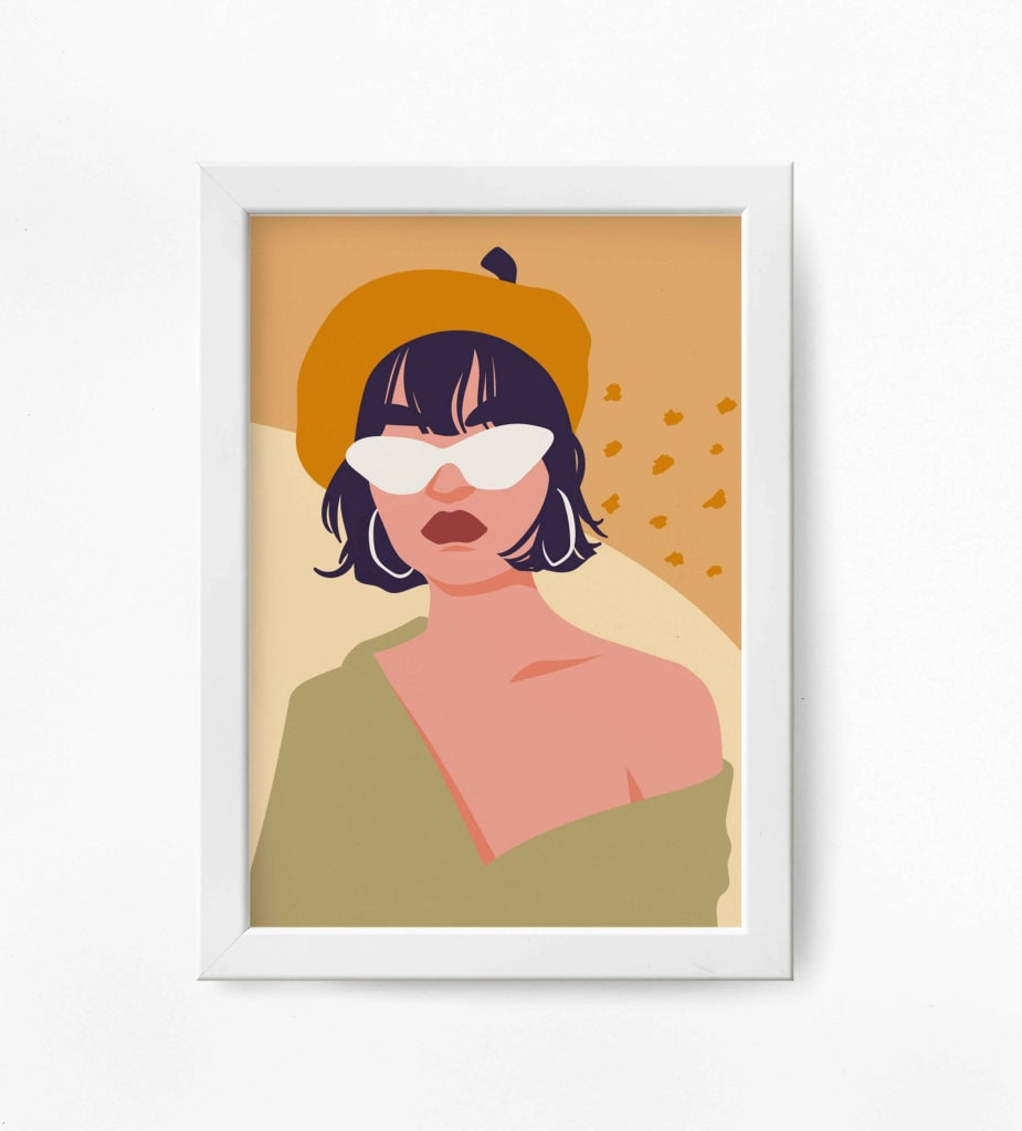 Elegant Women Portrait Art Frame For Wall Decor- Funkydecors Xs / White Posters Prints & Visual