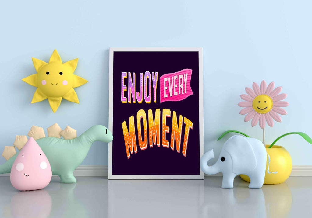 Enjoy Every Moment - Motivation Quotes Art Frame For Wall Decor- Funkydecors Xs / White Posters