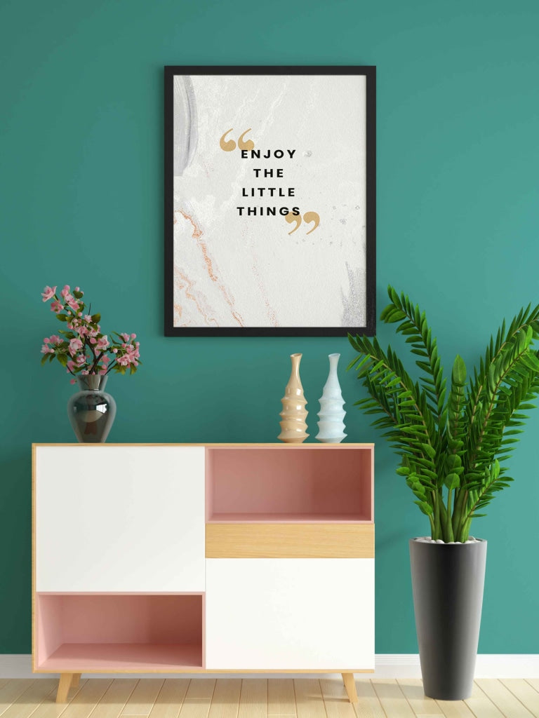 Enjoy The Little Things - Motivational Quotes Art Frame For Wall Decor- Funkydecors Xs / Black