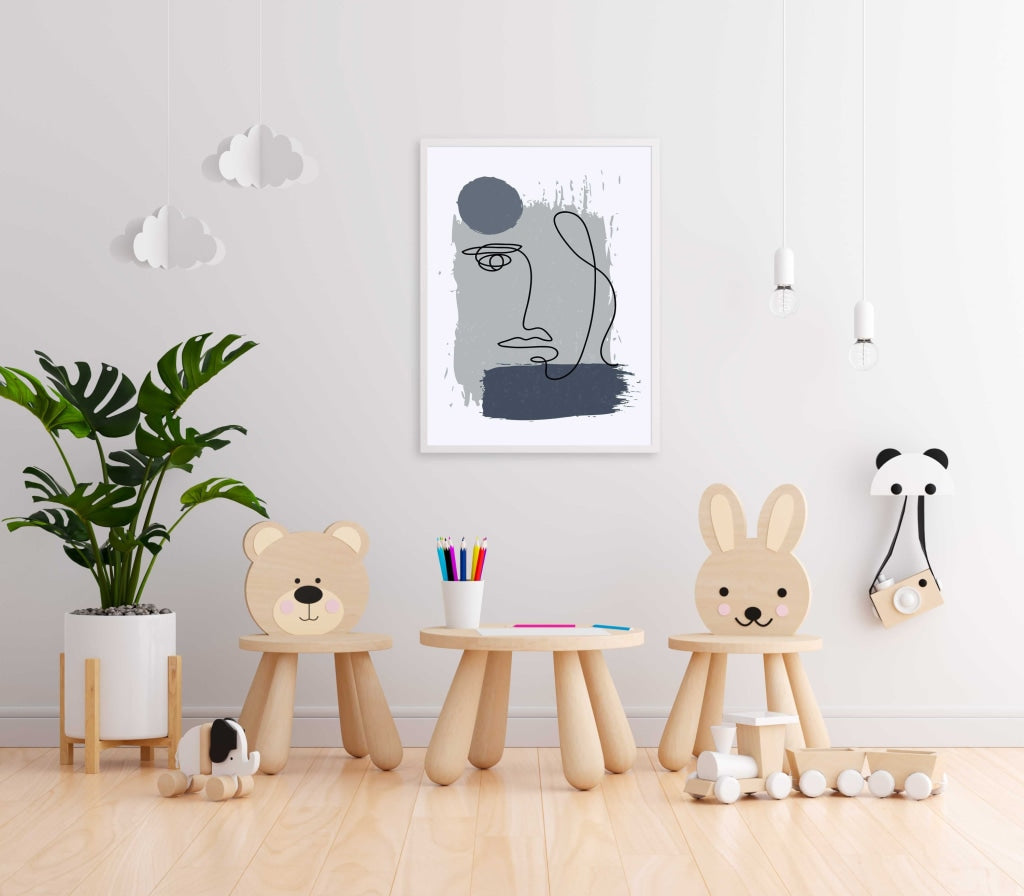 Face Achromatic Art Frame For Wall Decor- Funkydecors Xs / White Posters Prints & Visual Artwork