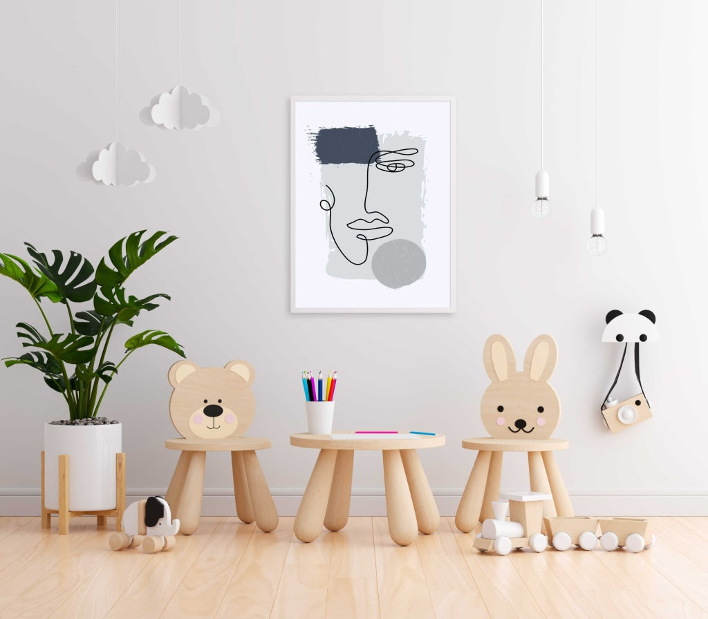 Face Achromatic Art Frame For Wall Decor- Funkydecors Xs / White Posters Prints & Visual Artwork