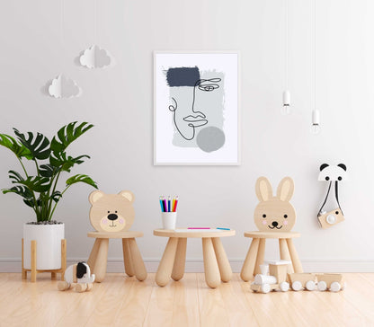 Face Achromatic Art Frame For Wall Decor- Funkydecors Xs / White Posters Prints & Visual Artwork