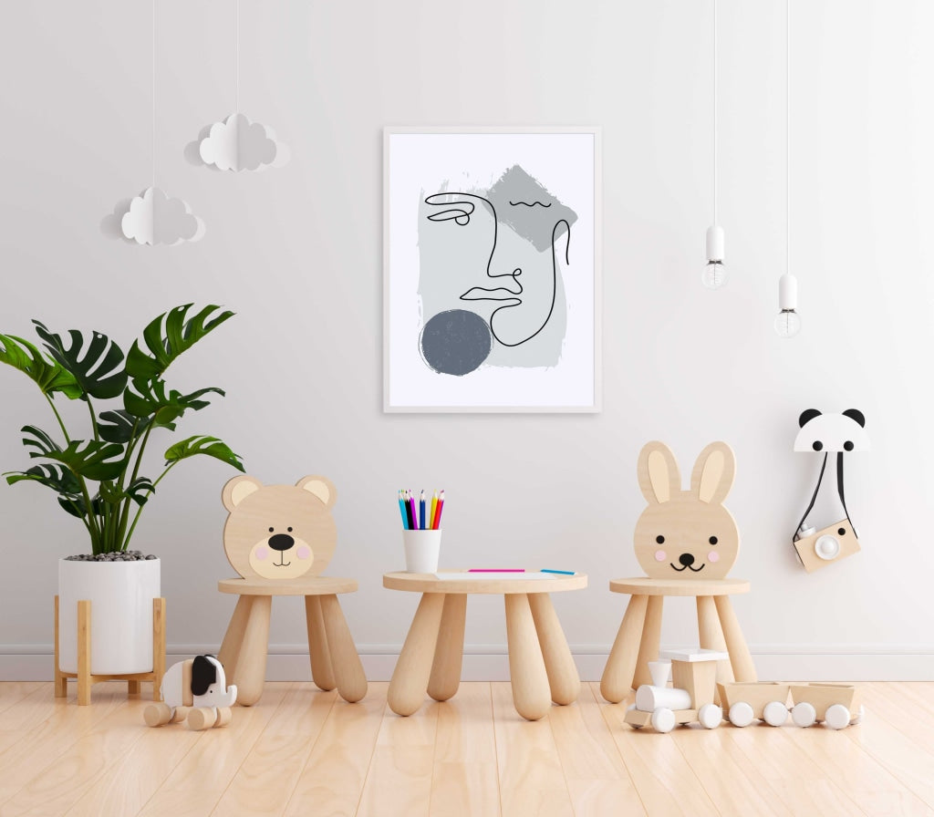Face Achromatic Art Frame For Wall Decor- Funkydecors Xs / White Posters Prints & Visual Artwork