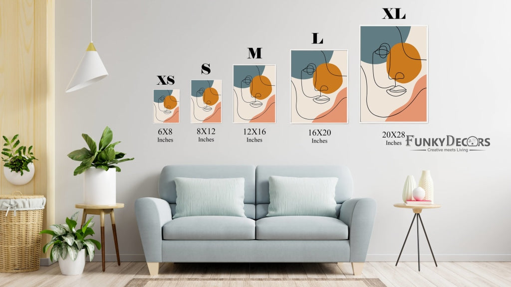 Face Line 3 Panels Art Frame For Wall Decor- Funkydecors Posters Prints & Visual Artwork
