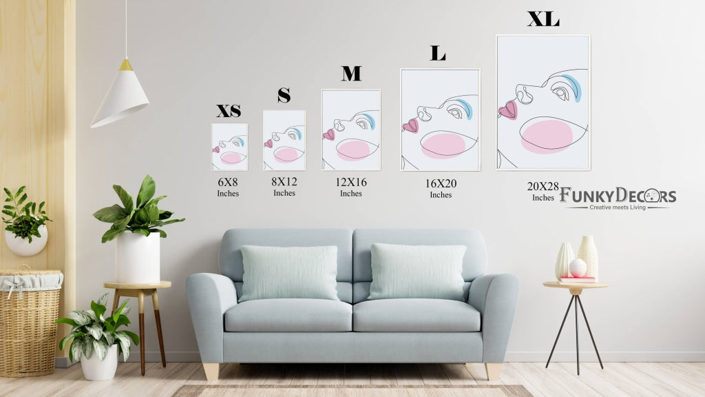 Face Line 3 Panels Art Frame For Wall Decor- Funkydecors Posters Prints & Visual Artwork