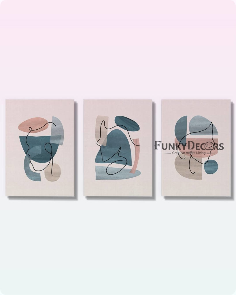 Face Line 3 Panels Art Frame For Wall Decor- Funkydecors Posters Prints & Visual Artwork