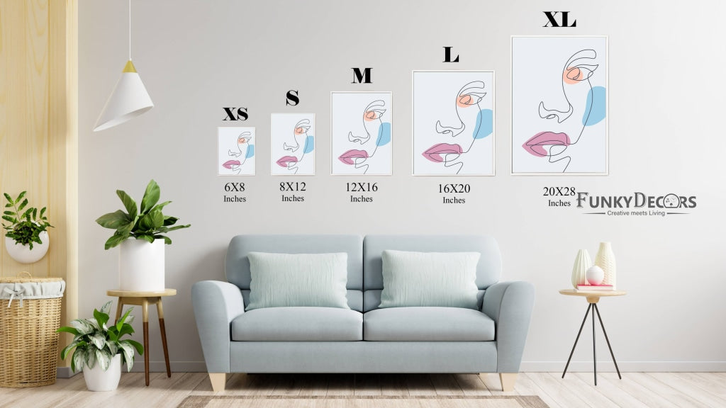 Face Line 3 Panels Art Frame For Wall Decor- Funkydecors Posters Prints & Visual Artwork