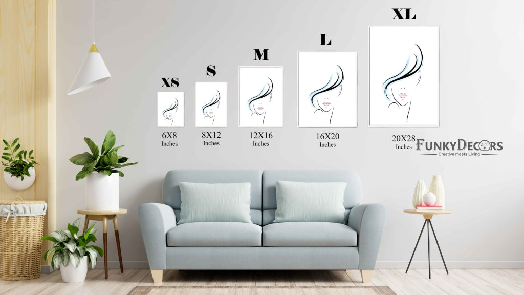 Fashion Line Art Portrait Frame For Wall Decor- Funkydecors Posters Prints & Visual Artwork