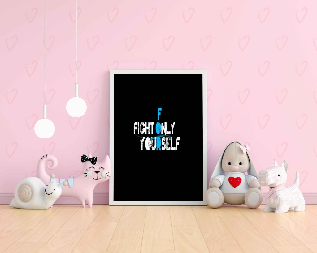 Fight Only For Yourself - Motivation Quotes Art Frame For Wall Decor- Funkydecors Xs / White Posters