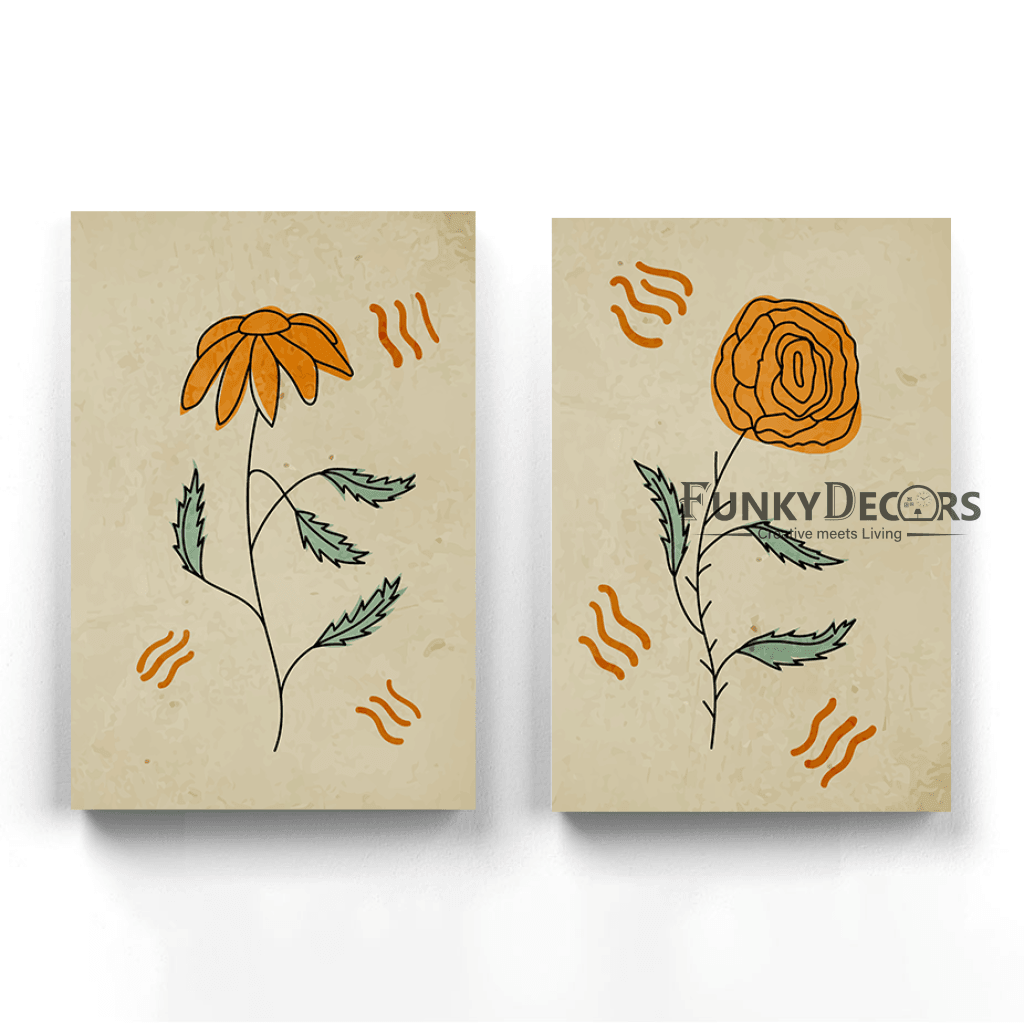 Floral 2 Panels Art Frame For Wall Decor- Funkydecors Posters Prints & Visual Artwork