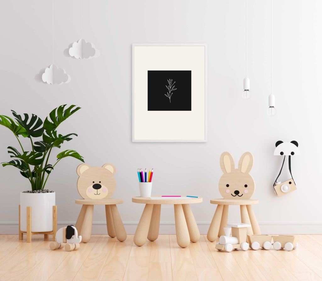 Floral Achromatic Art Frame For Wall Decor- Funkydecors Xs / White Posters Prints & Visual Artwork
