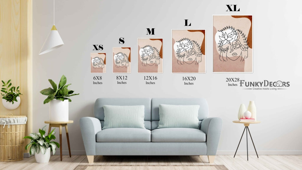 Floral Highlights - Women Line Art Frame For Wall Decor- Funkydecors Posters Prints & Visual Artwork