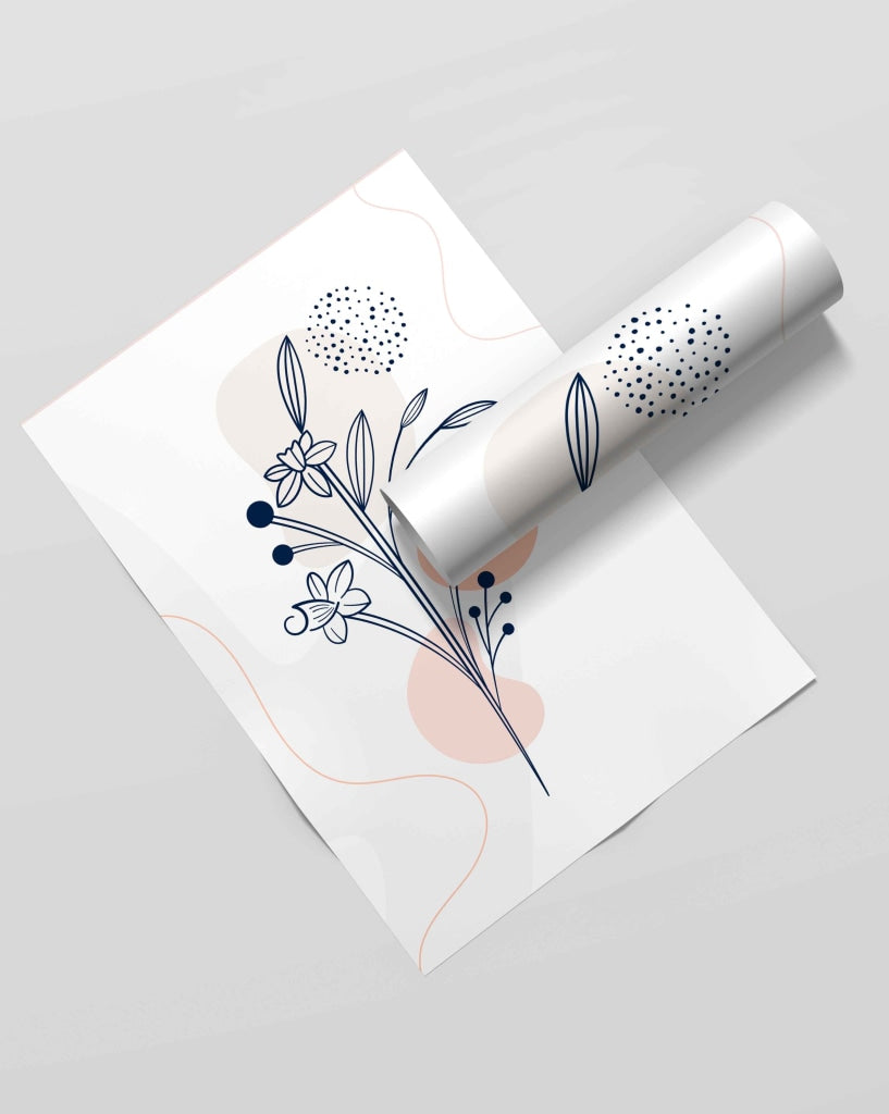 Floral Line Art Frame For Wall Decor- Funkydecors Xs / Roll Posters Prints & Visual Artwork