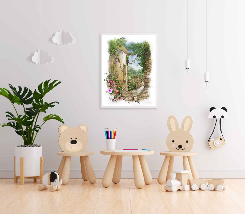 Floral Pathway - Nature Art Frame For Wall Decor- Funkydecors Xs / White Posters Prints & Visual