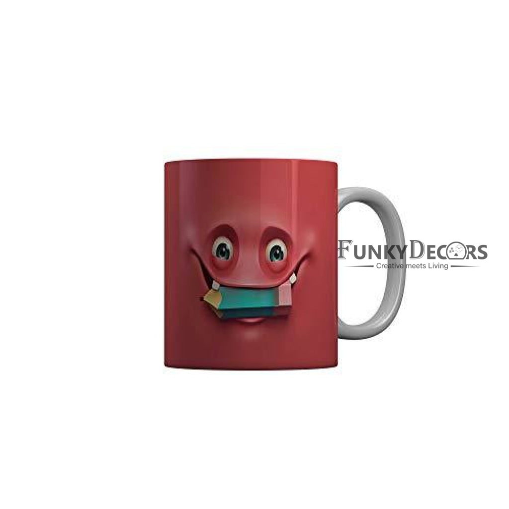 Funkydecors 3D Face Cartoon Ceramic Mug 350 Ml Multicolor Mugs