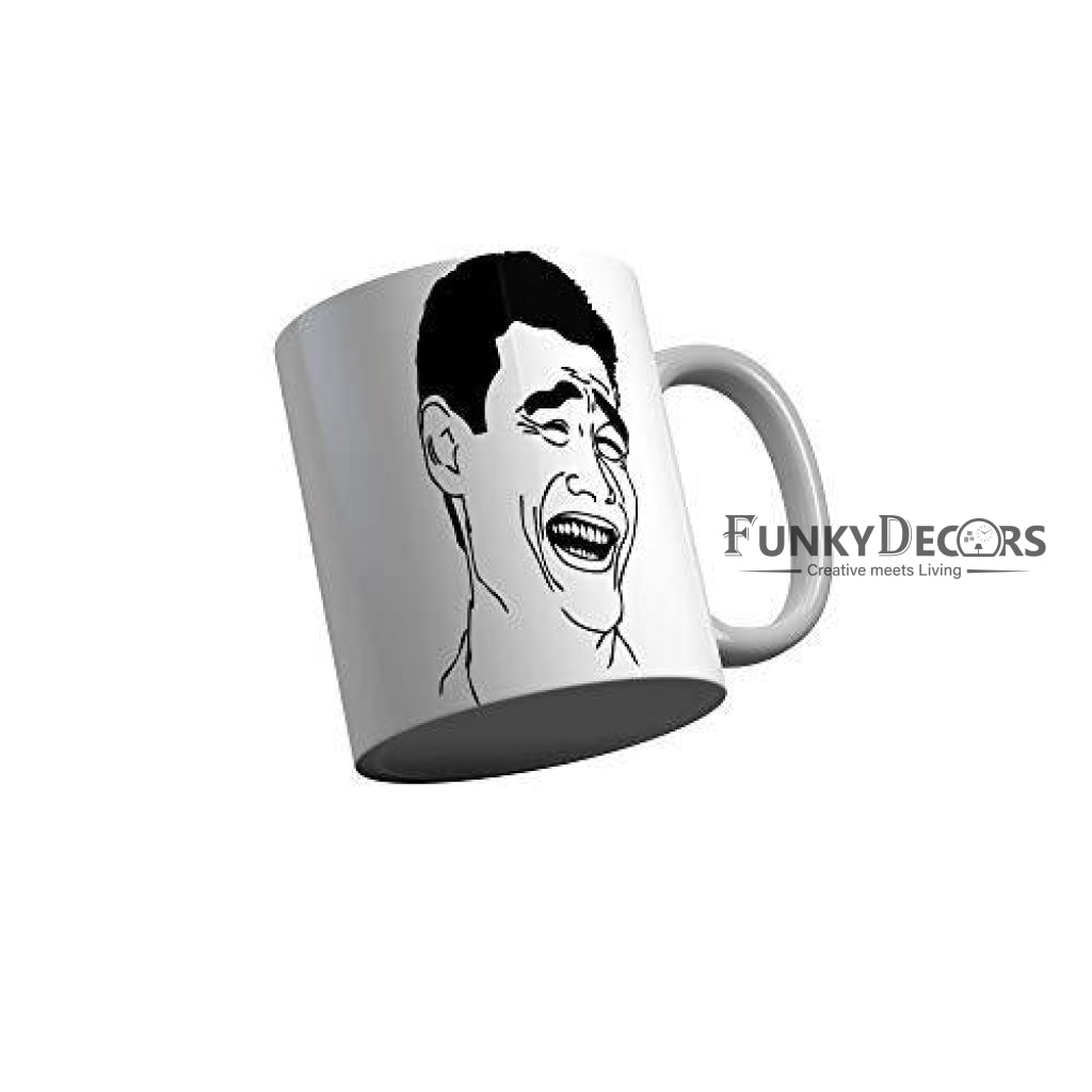 Funkydecors 3D Face Cartoon Ceramic Mug 350 Ml Multicolor Mugs