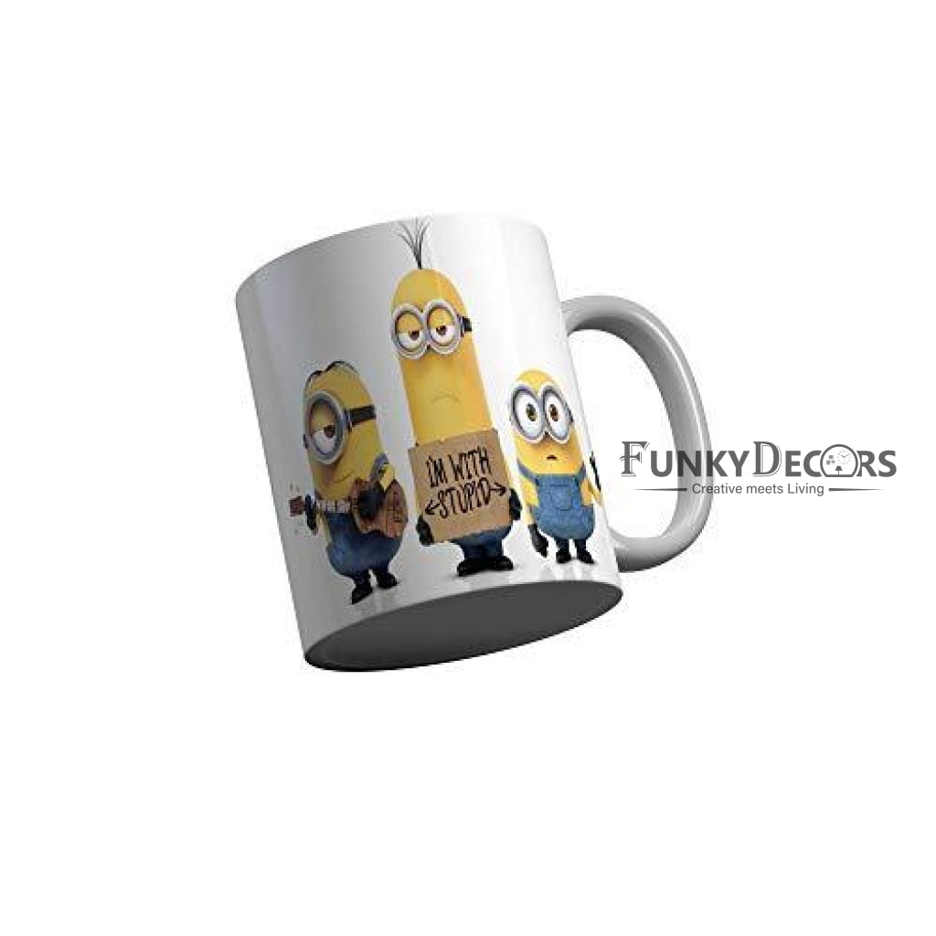 Funkydecors 3D Minion Cartoon Ceramic Mug 350 Ml Multicolor Mugs