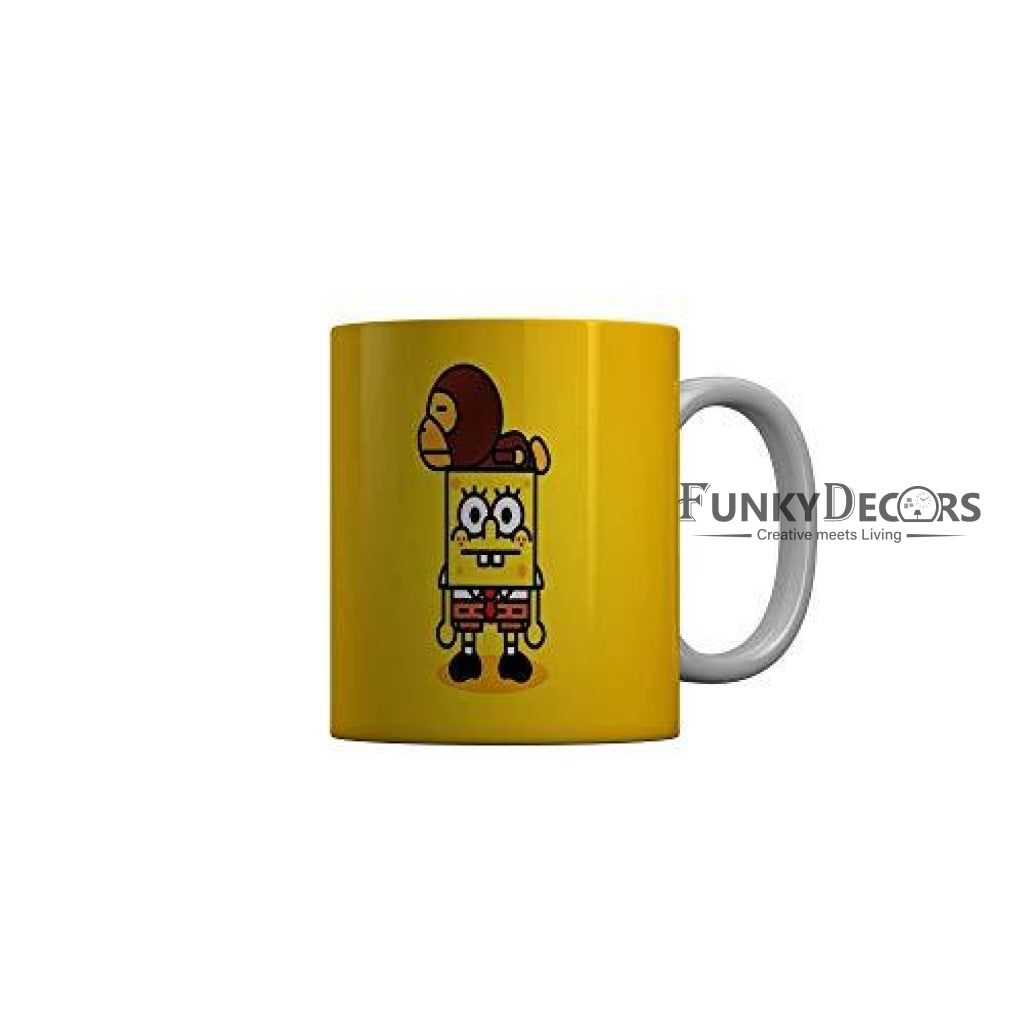Funkydecors 3D Spongebob Cartoon Ceramic Mug 350 Ml Multicolor Mugs