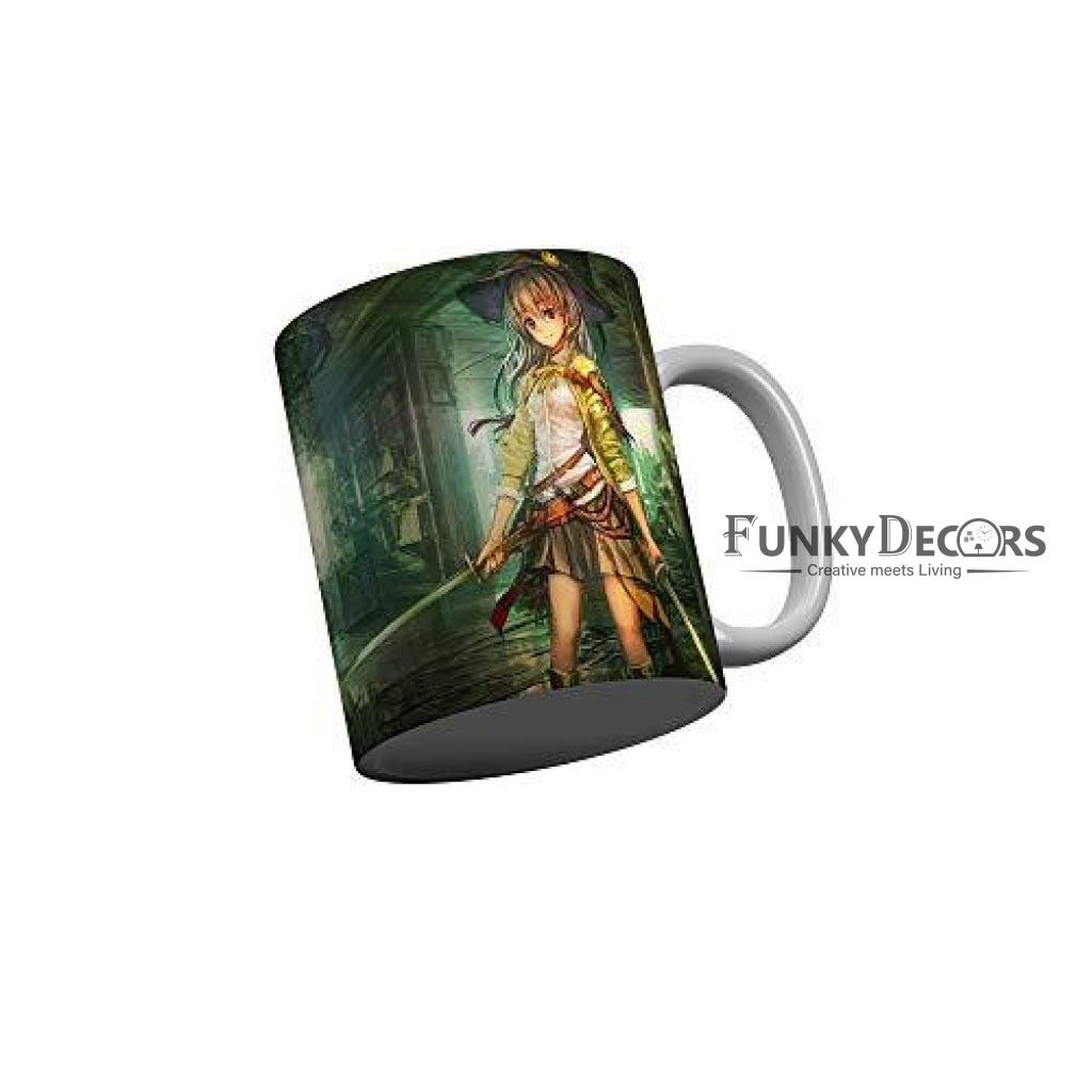 Funkydecors Anime Girl Gothic Cat Ceramic Mug 350 Ml Multicolor Mugs