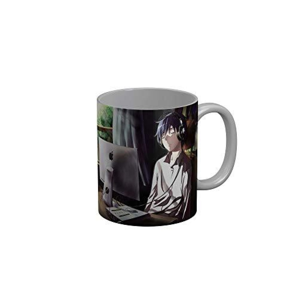 Funkydecors Anime Girl Gothic Cat Ceramic Mug 350 Ml Multicolor Mugs